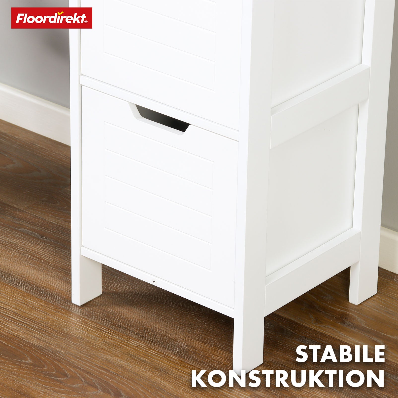 Badezimmerschrank | Ilinois | Schrank in Weiß mit drei Stauraumfächern | Praktische Aufbewahrung in elegantem Design