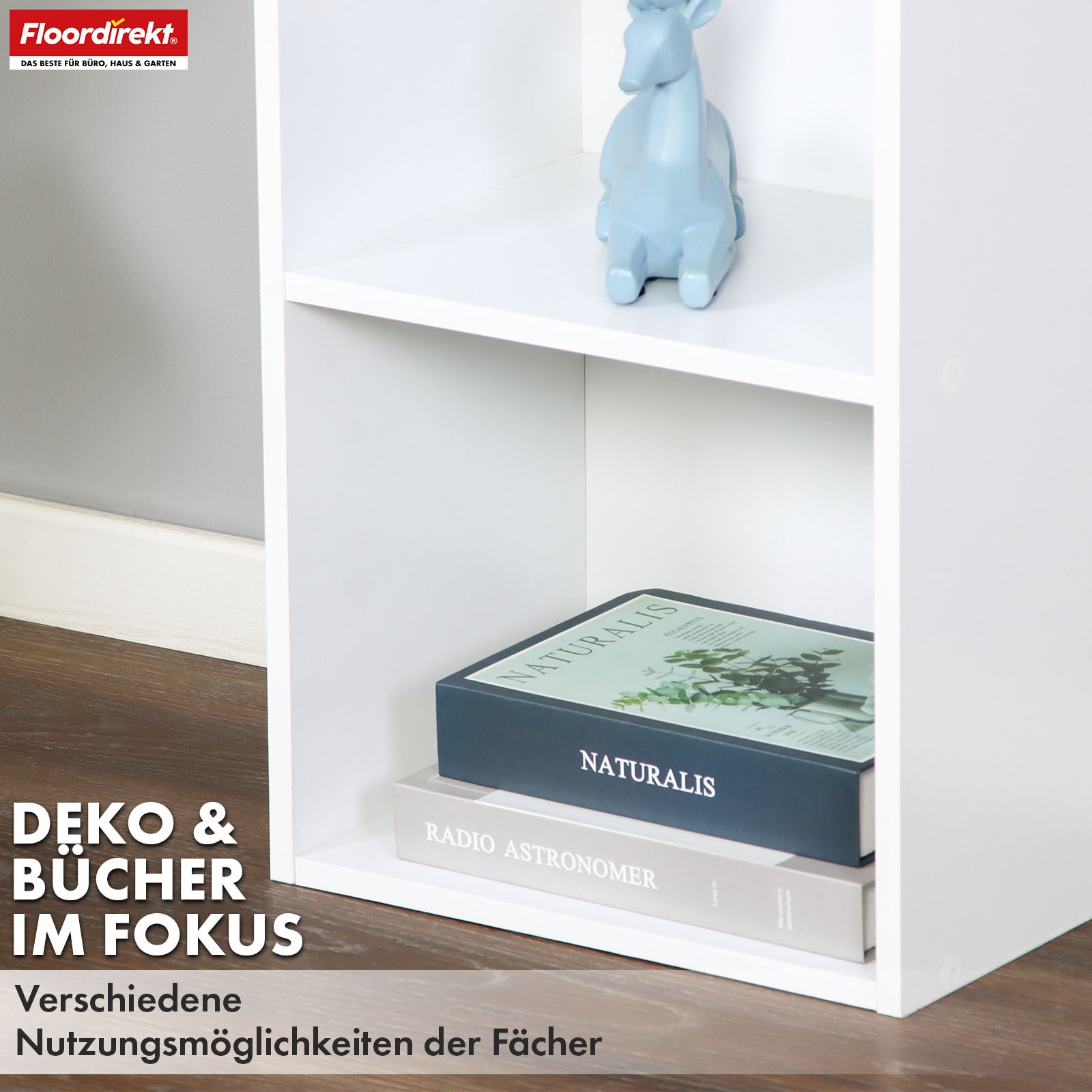 Bücherregal | Alaska | Weißer MDF-Bücherschrank mit 4 oder 5 Ebenen | schlank, modern & platzsparend