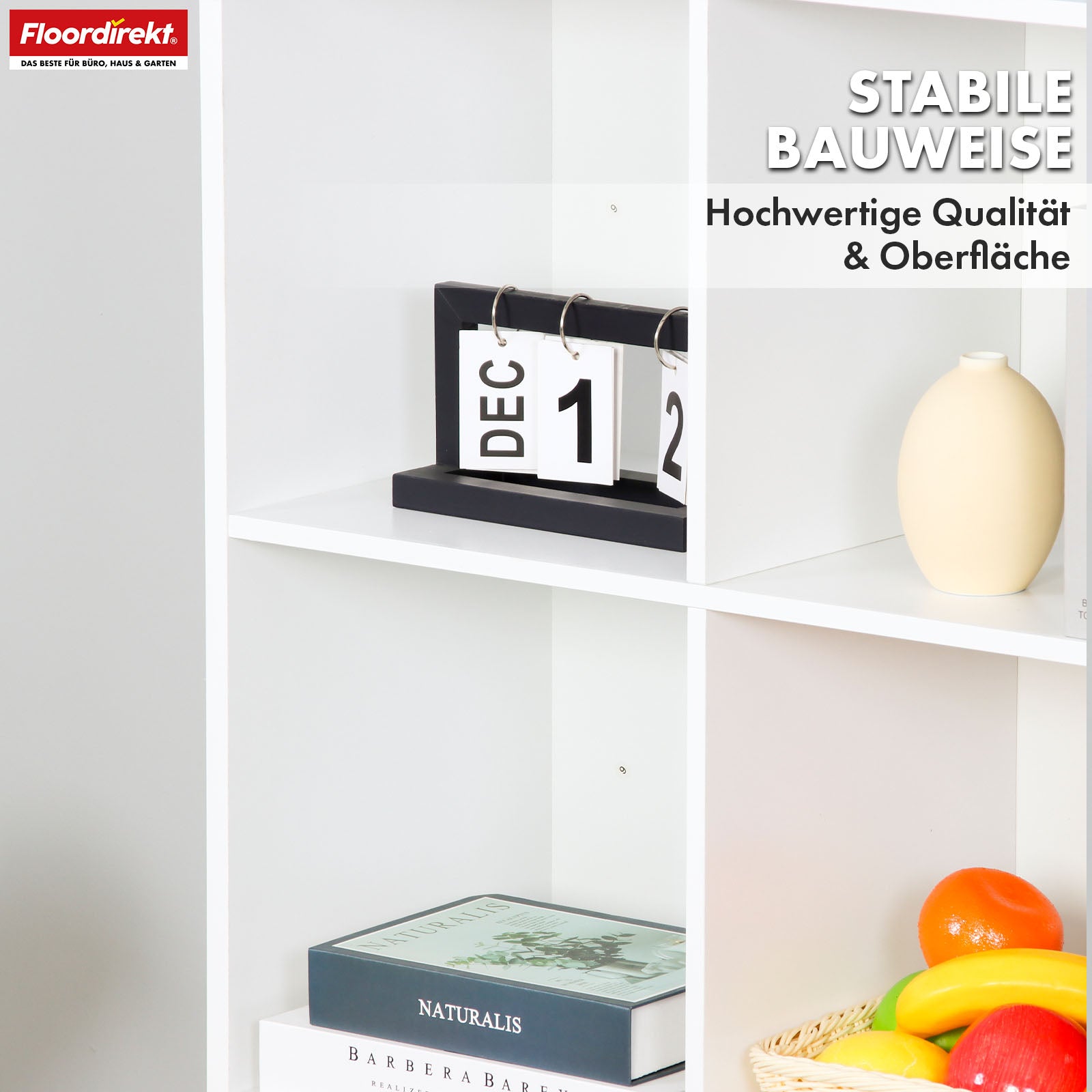 Bücherregal | Arkansas | Weißes MDF-Standregal mit 5–9 Fächern für Bücher und Wohnaccessoires