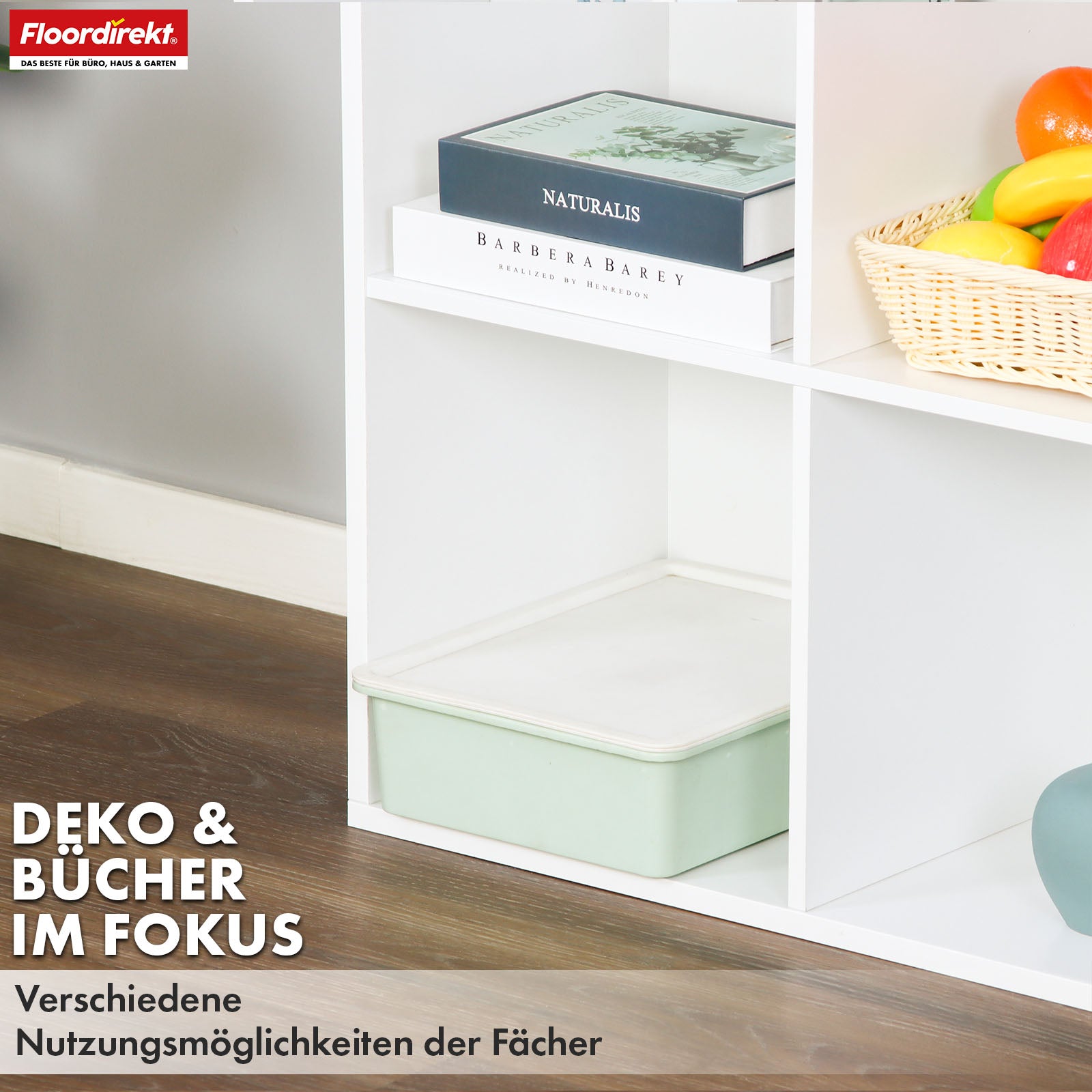 Bücherregal | Arkansas | Weißes MDF-Standregal mit 5–9 Fächern für Bücher und Wohnaccessoires