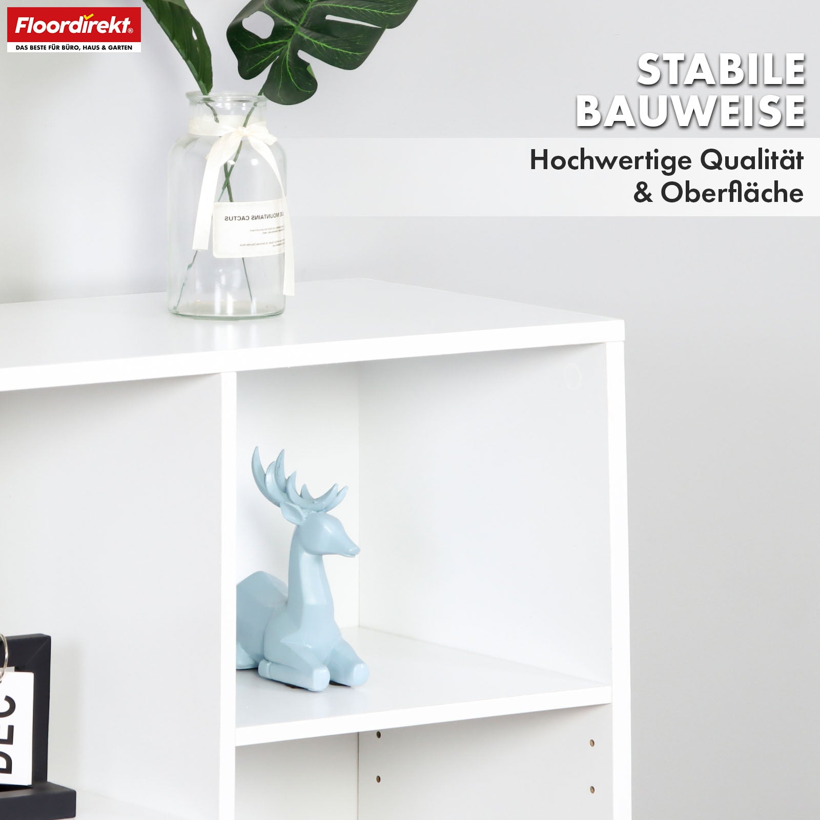 Bücherregal | Arkansas | Weißes MDF-Standregal mit 5–9 Fächern für Bücher und Wohnaccessoires