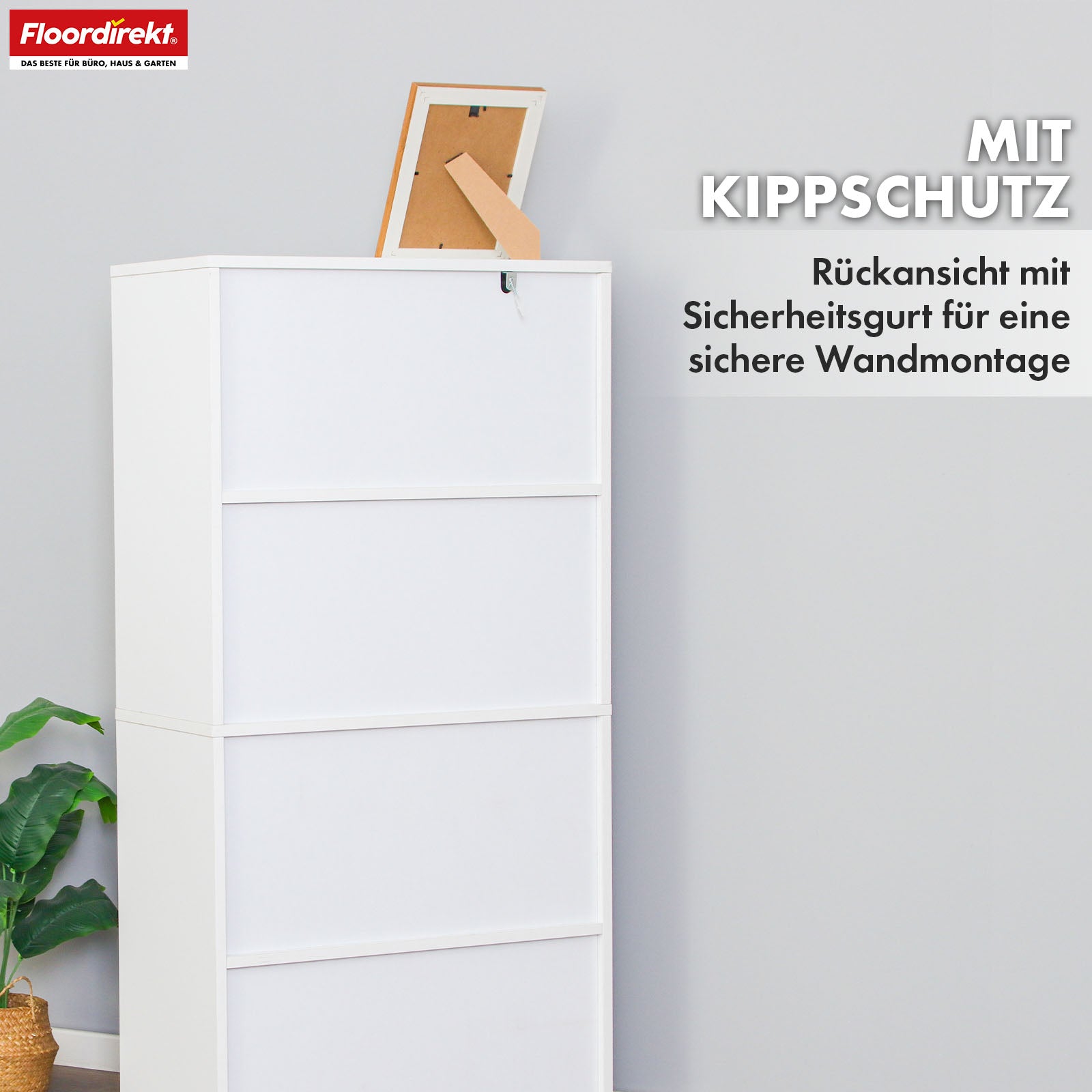 Bücherregal | Connecticut | Weißes Standregal aus MDF mit Fächern & Türen, Kippschutz, 2 Größen