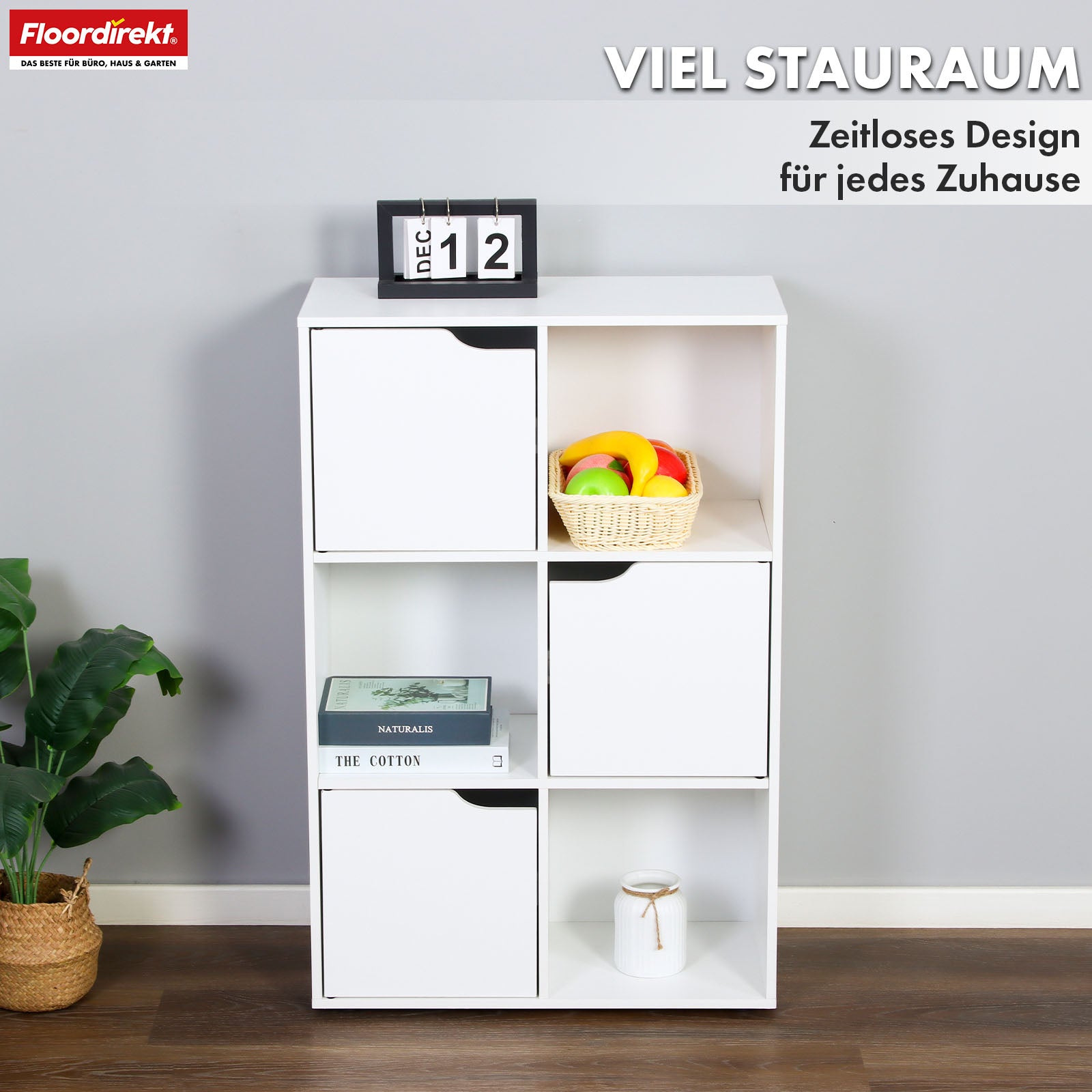 Bücherregal | Connecticut | Weißes Standregal aus MDF mit Fächern & Türen, Kippschutz, 2 Größen