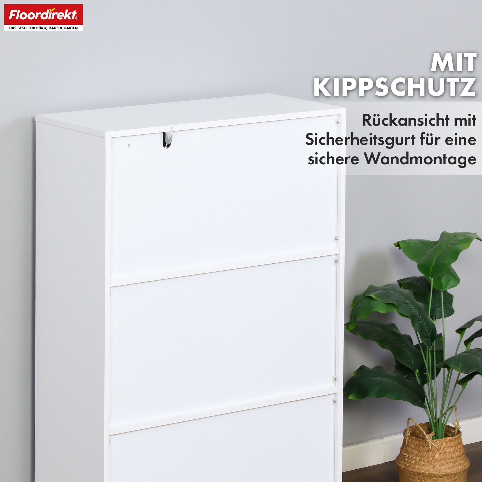Bücherregal | Connecticut | Weißes Standregal aus MDF mit Fächern & Türen, Kippschutz, 2 Größen