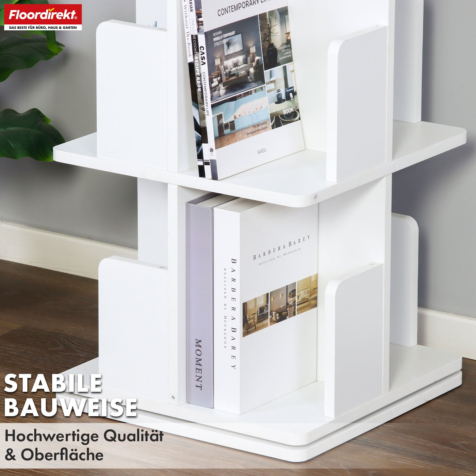 Bücherregal | Indiana | Drehregal mit 3 oder 4 Etagen | 360° Standregal für Wohnzimmer, Büro & Schlafzimmer