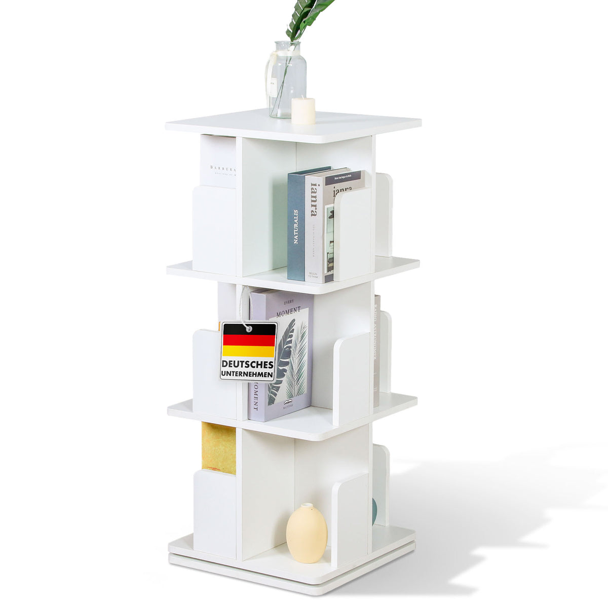 Bücherregal | Indiana | Drehregal mit 3 oder 4 Etagen | 360° Standregal für Wohnzimmer, Büro & Schlafzimmer