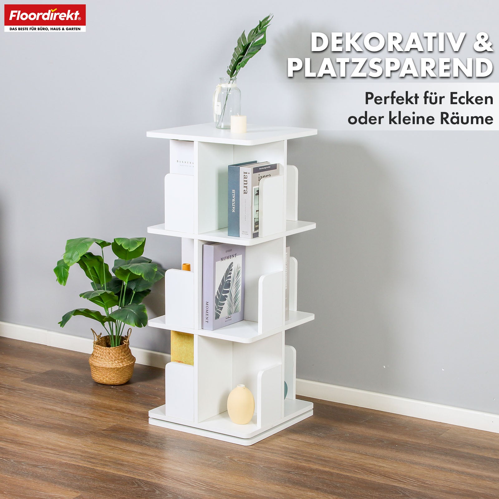 Bücherregal | Indiana | Drehregal mit 3 oder 4 Etagen | 360° Standregal für Wohnzimmer, Büro & Schlafzimmer