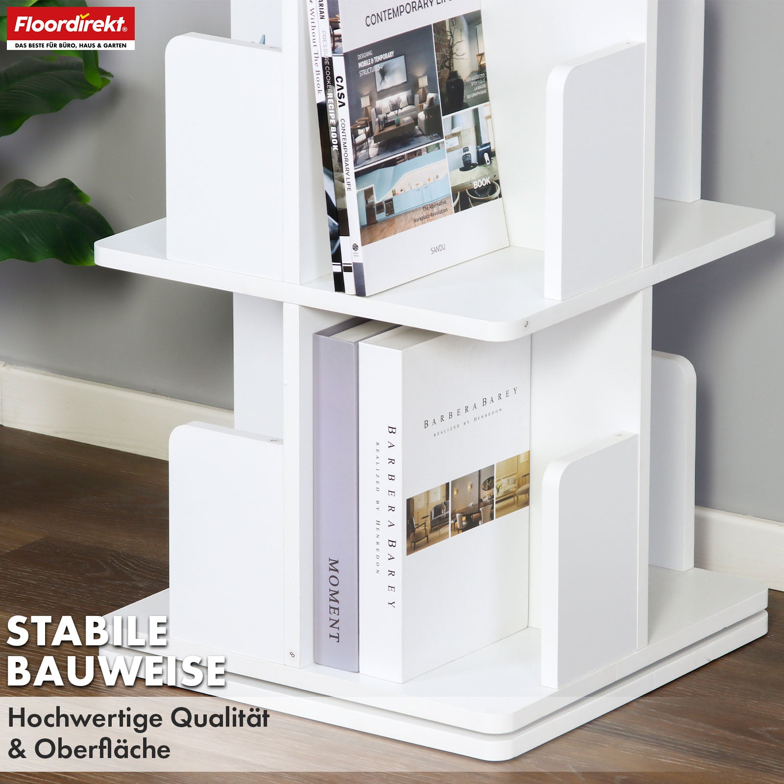 Bücherregal | Indiana | Drehregal mit 3 oder 4 Etagen | 360° Standregal für Wohnzimmer, Büro & Schlafzimmer