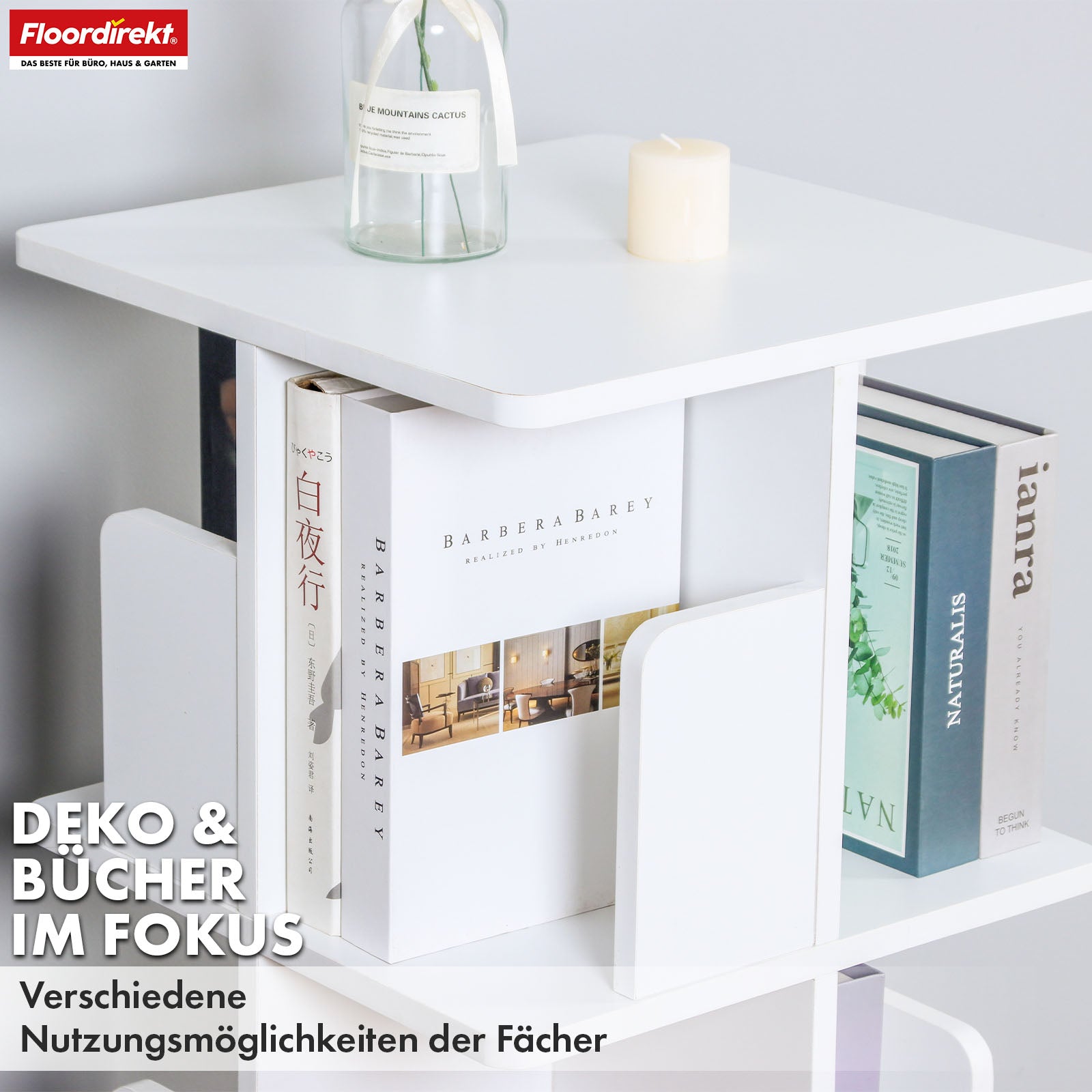 Bücherregal | Indiana | Drehregal mit 3 oder 4 Etagen | 360° Standregal für Wohnzimmer, Büro & Schlafzimmer