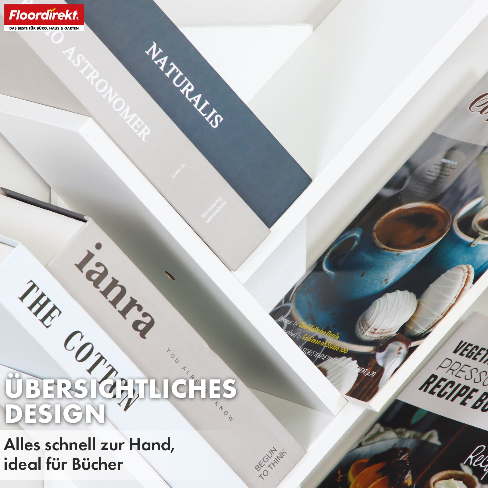 Bücherregal | Louisiana | Baumförmiges Standregal in Weiß mit 5 oder 9 Etagen aus Holz