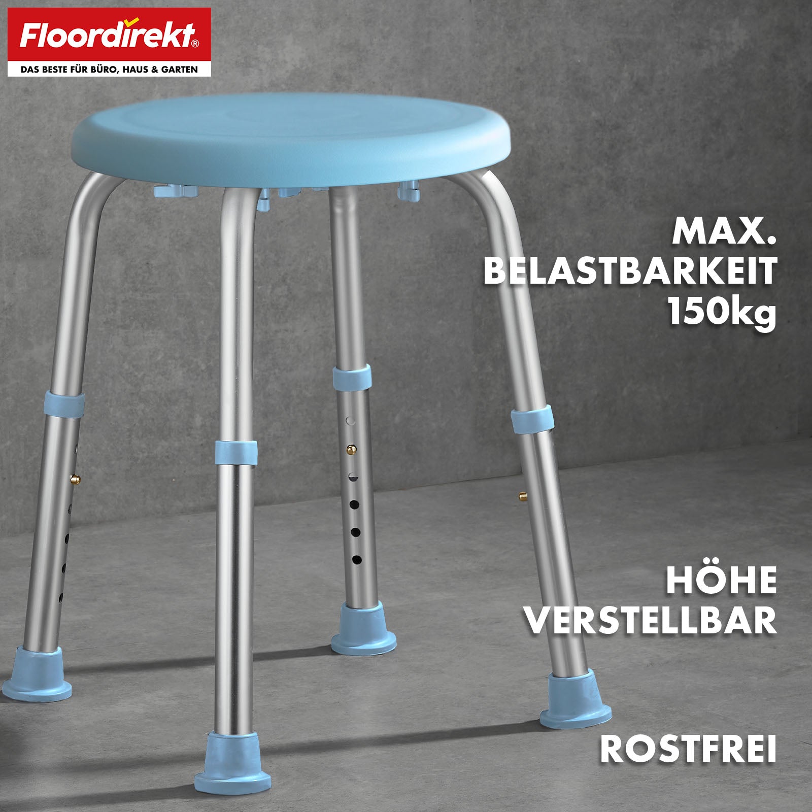 Dusch- und Badhocker | Pedro | Höhenverstellbar & 360° drehbar | Rutschfest & belastbar bis 150 kg