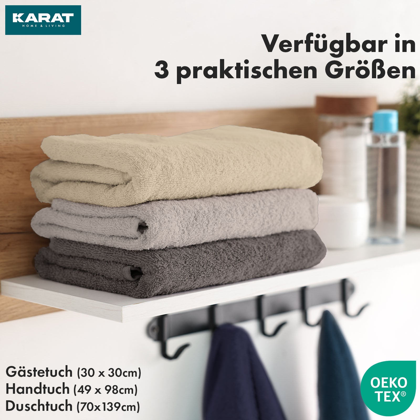 Handtuch-Set Bay | 8-teiliges Set Handtücher aus 100% Baumwolle | 2 x Badetuch, 2 x Handtuch und 4 x Seiftuch