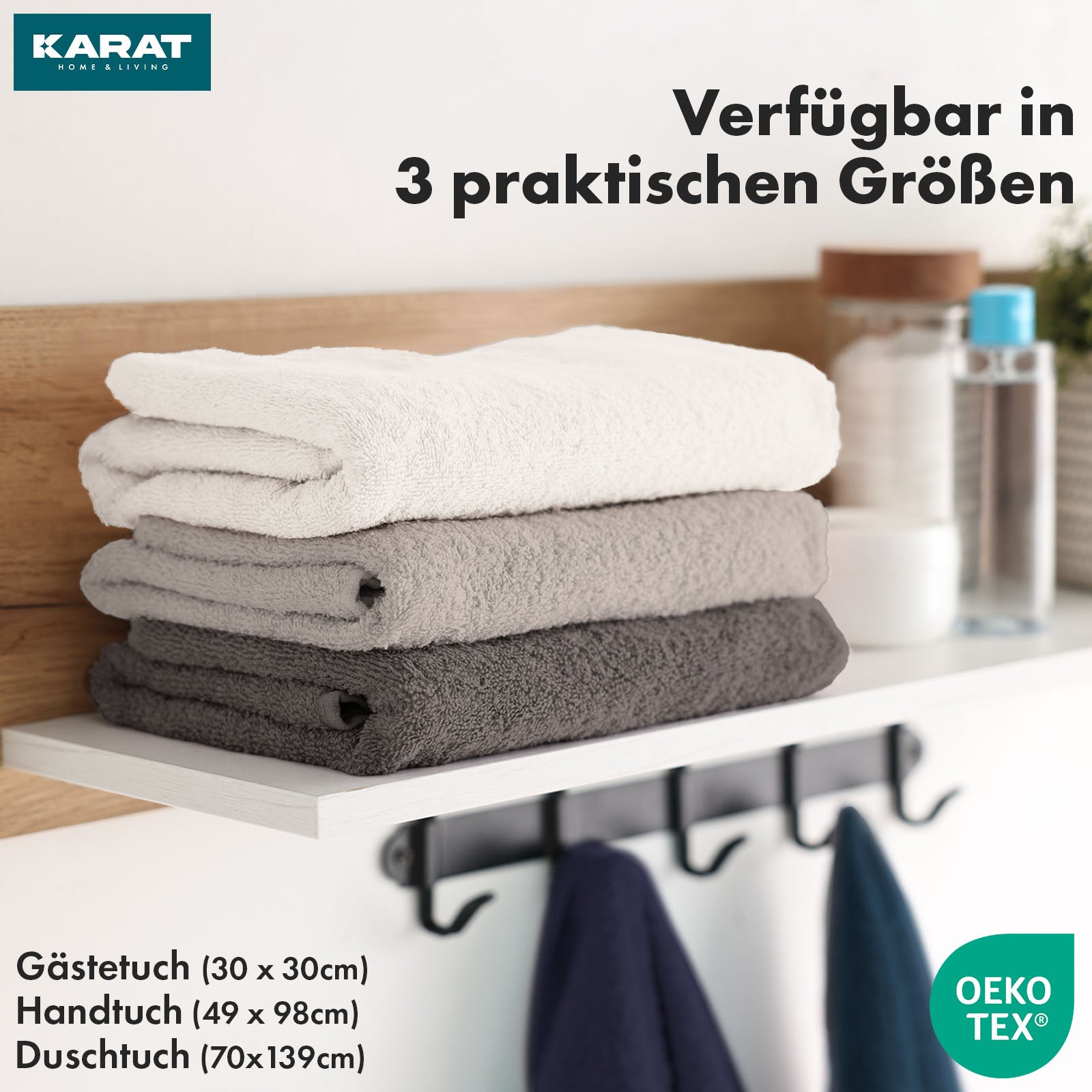 Handtuch-Set Bay | 8-teiliges Set Handtücher aus 100% Baumwolle | 2 x Badetuch, 2 x Handtuch und 4 x Seiftuch