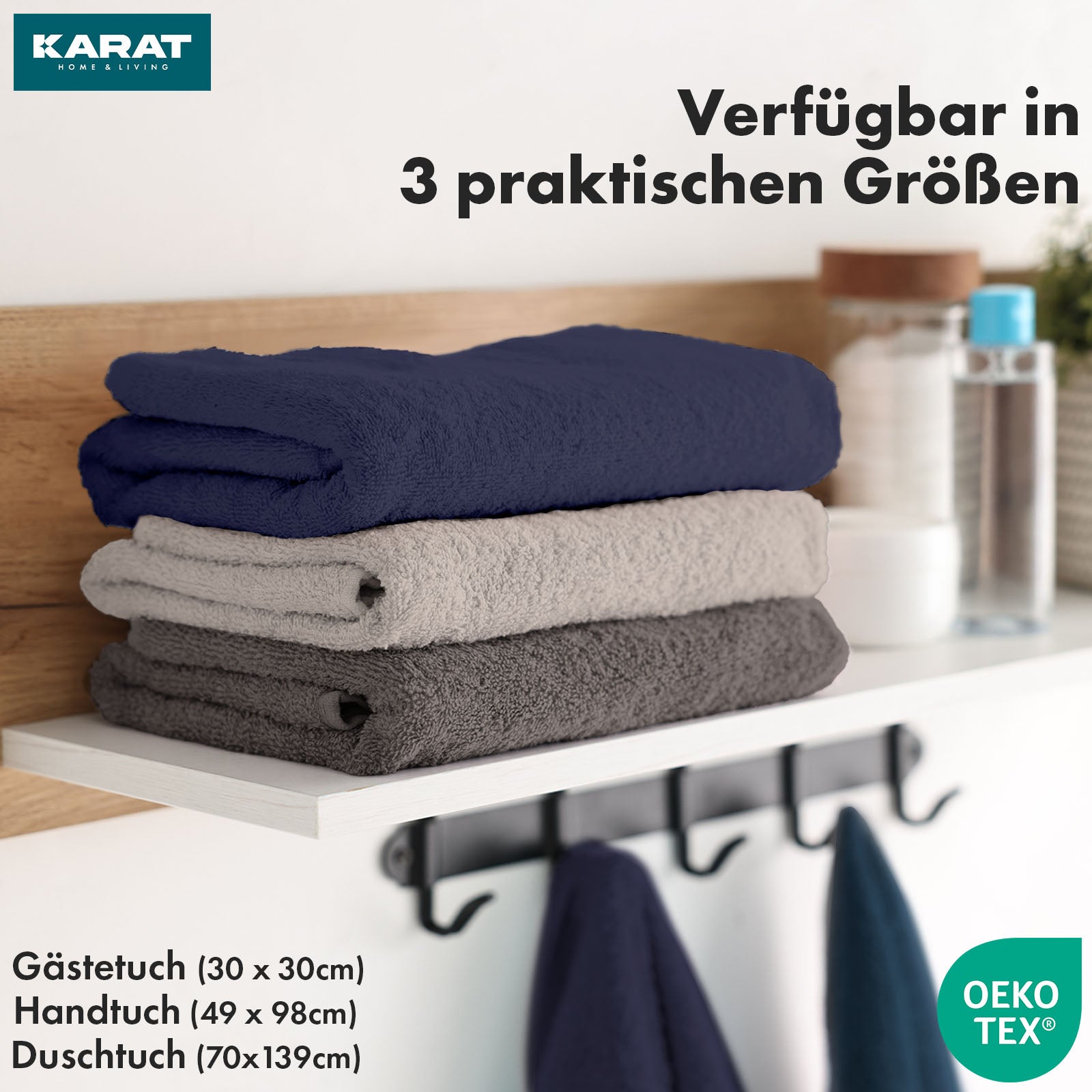 Handtuch-Set Bay | 8-teiliges Set Handtücher aus 100% Baumwolle | 2 x Badetuch, 2 x Handtuch und 4 x Seiftuch