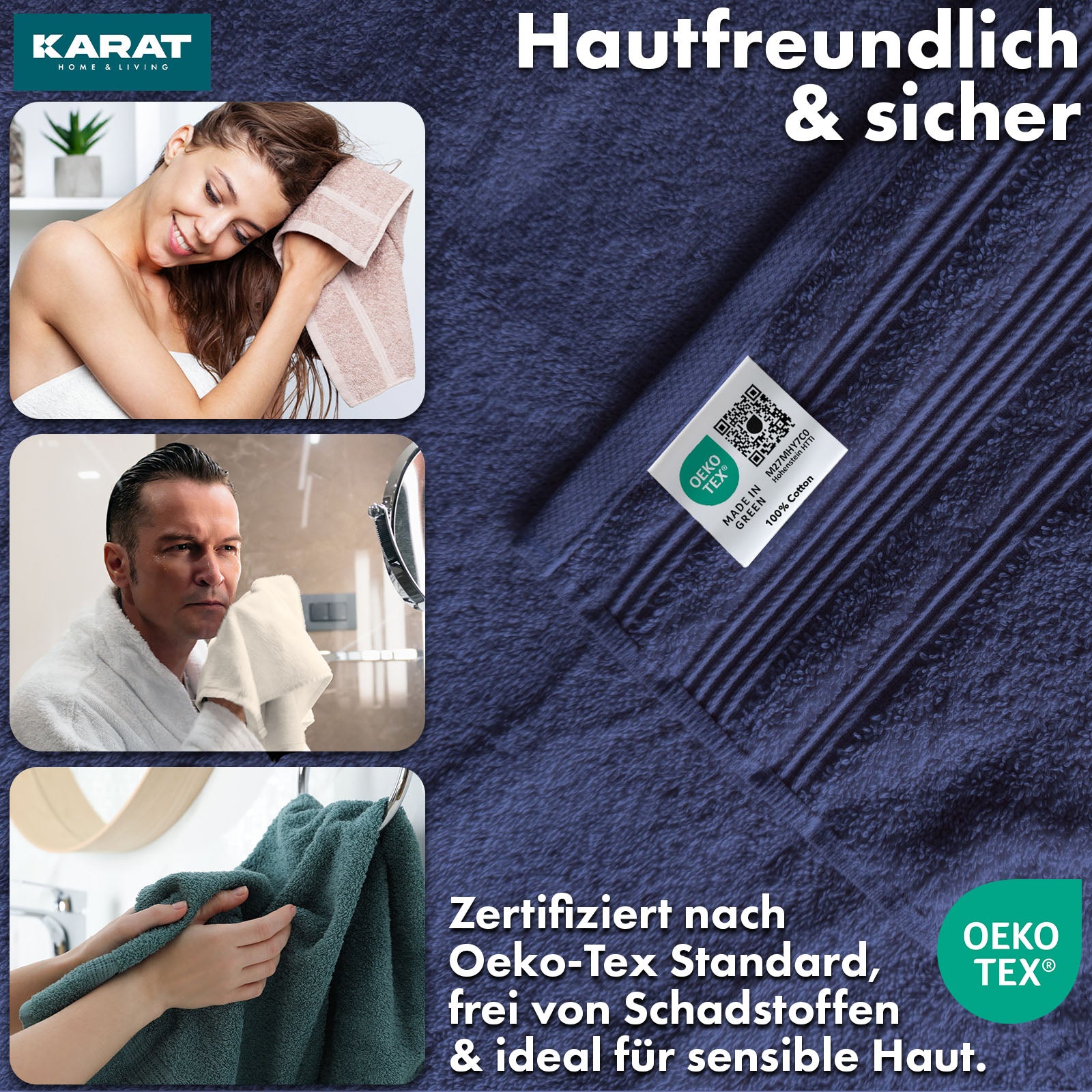 Handtuch-Set Bay | 8-teiliges Set Handtücher aus 100% Baumwolle | 2 x Badetuch, 2 x Handtuch und 4 x Seiftuch
