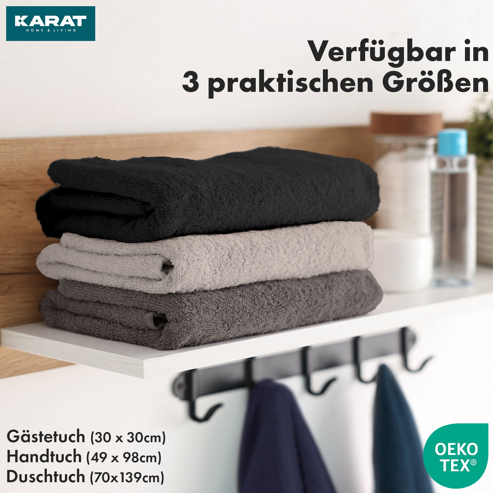 Handtuch-Set Bay | 8-teiliges Set Handtücher aus 100% Baumwolle | 2 x Badetuch, 2 x Handtuch und 4 x Seiftuch