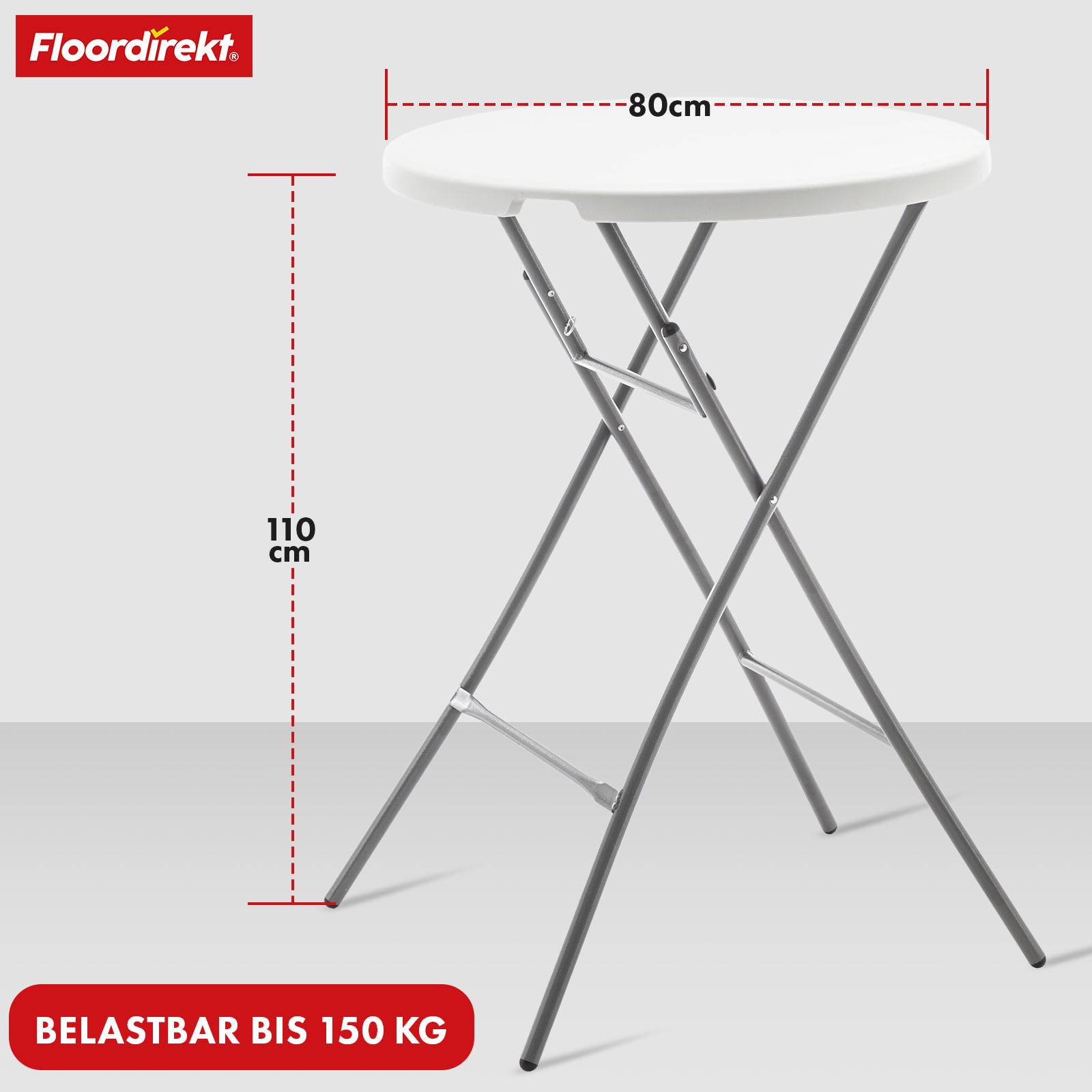 Klapptisch | Nagano | Runder weißer faltbarer Gartentisch | 80 cm Durchmesser