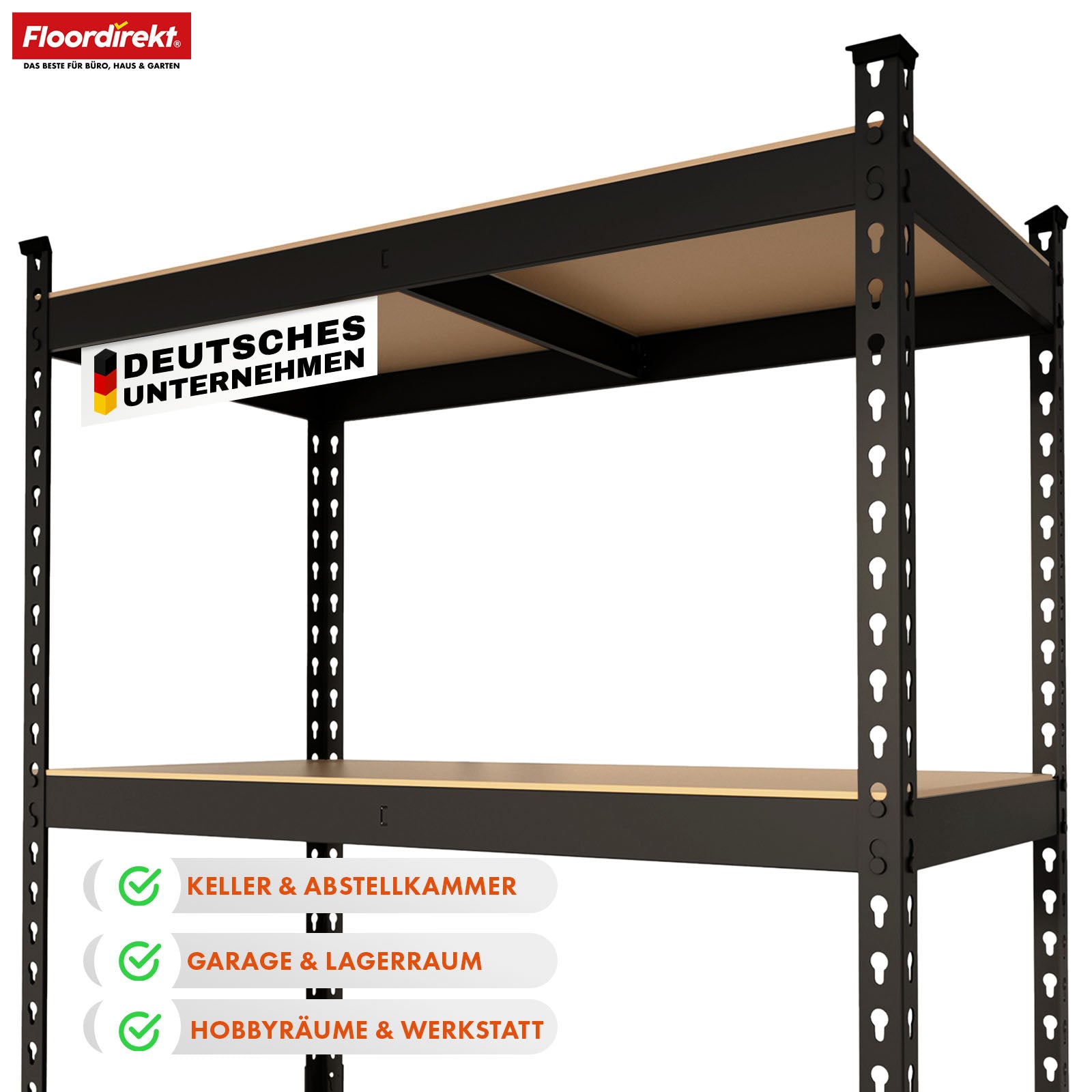 Schwerlastregal | Rhino | Lagerregal mit 5 Böden | 1050 kg Traglast | innovatives Stecksystem | In verschiedenen Farben & Größen