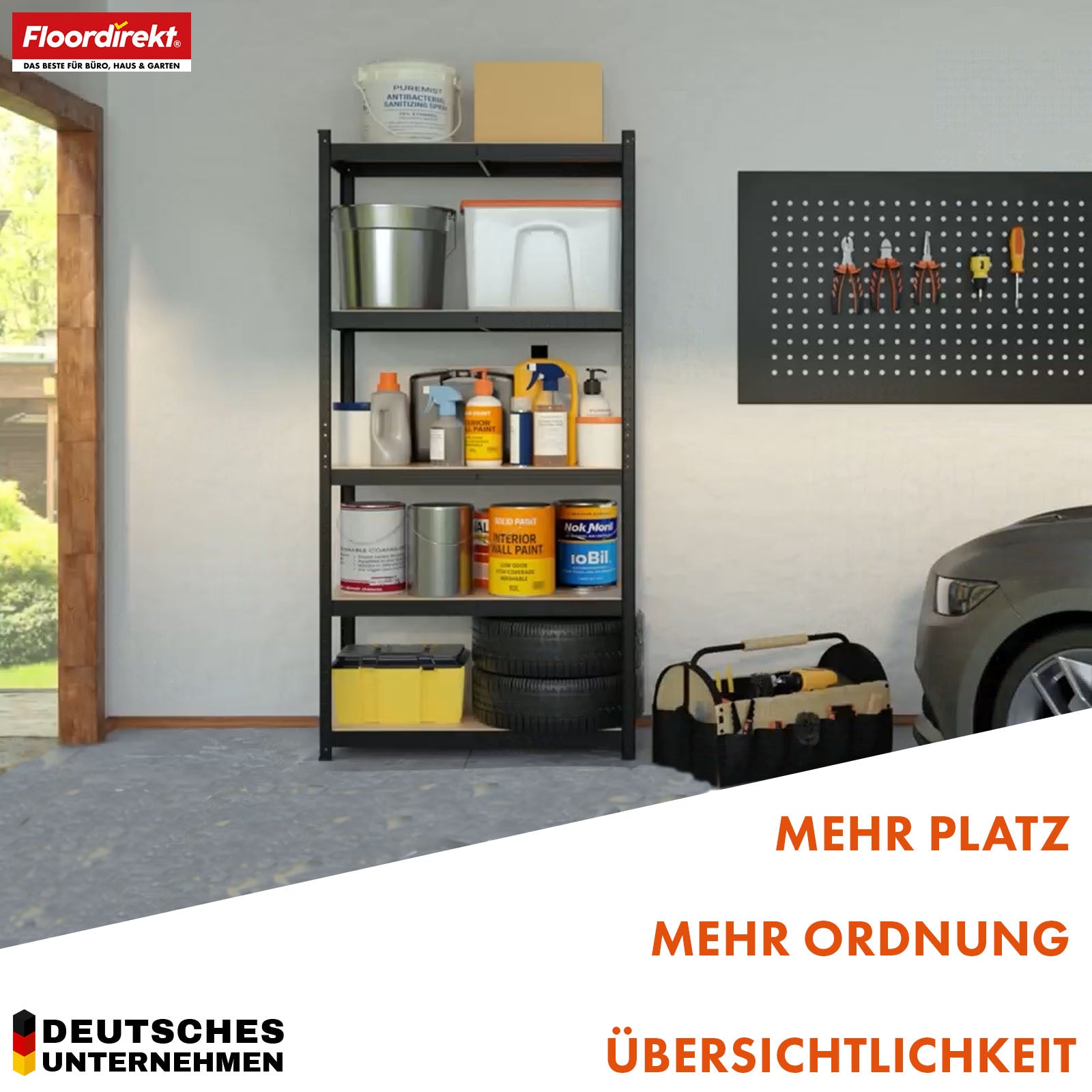 Schwerlastregal | Rhino | Lagerregal mit 5 Böden | 1050 kg Traglast | innovatives Stecksystem | In verschiedenen Farben & Größen