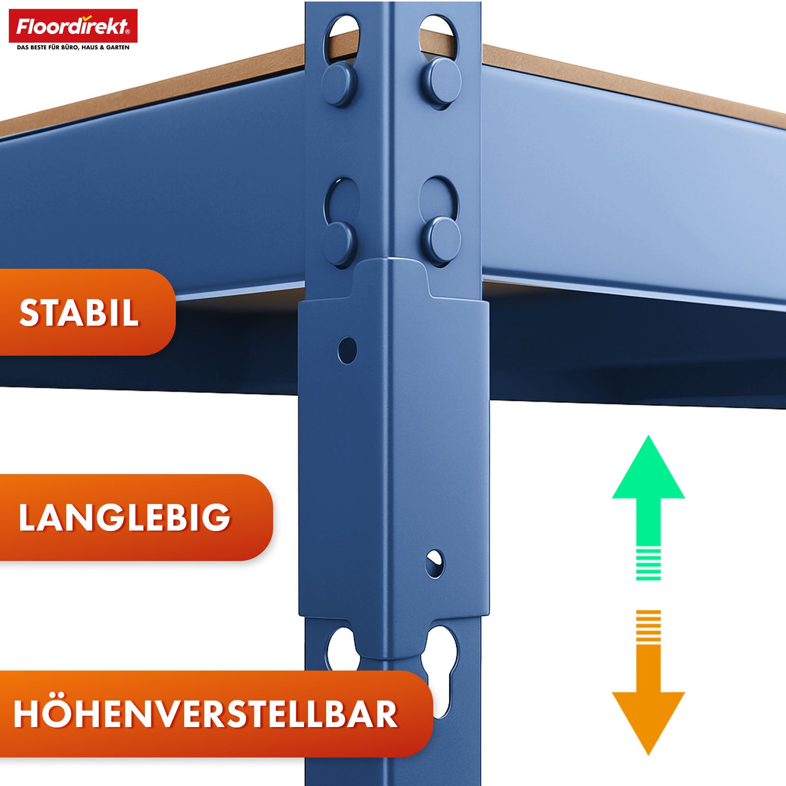 Schwerlastregal | Rhino | Lagerregal mit 5 Böden | 1050 kg Traglast | innovatives Stecksystem | In verschiedenen Farben & Größen