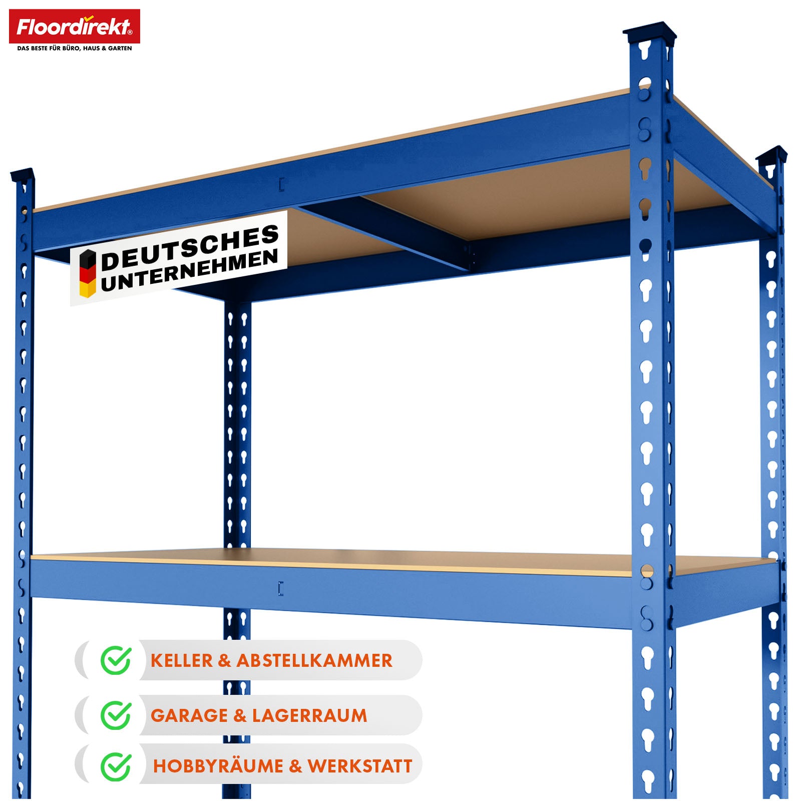 Schwerlastregal | Rhino | Lagerregal mit 5 Böden | 1050 kg Traglast | innovatives Stecksystem | In verschiedenen Farben & Größen