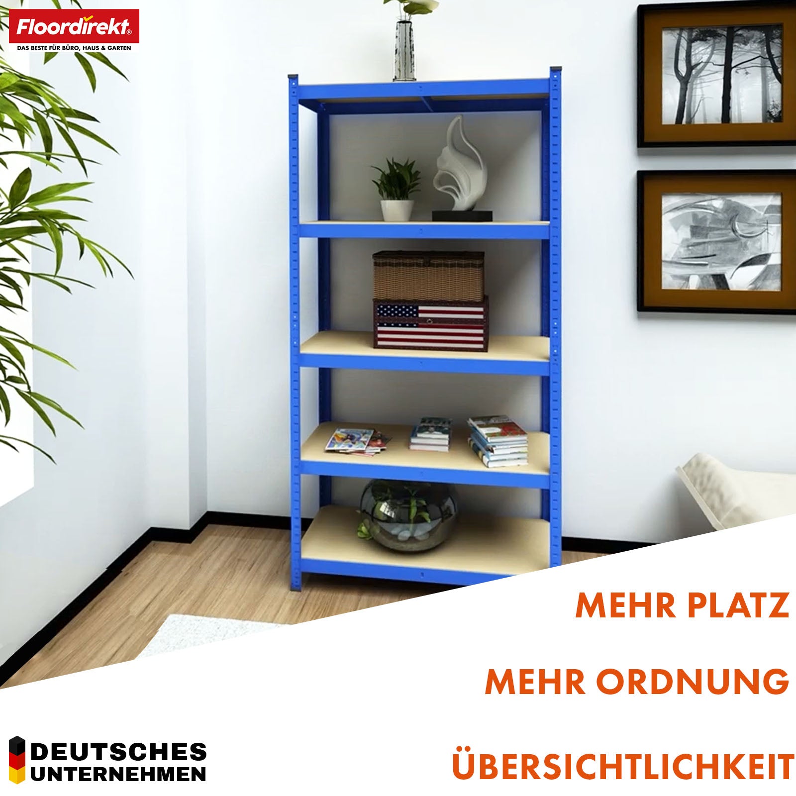 Schwerlastregal | Rhino | Lagerregal mit 5 Böden | 1050 kg Traglast | innovatives Stecksystem | In verschiedenen Farben & Größen