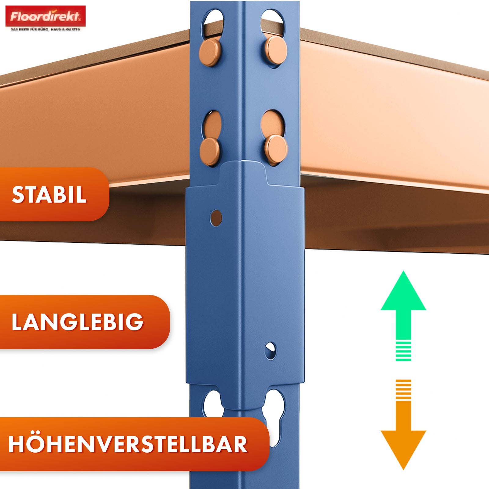 Schwerlastregal | Rhino | Lagerregal mit 5 Böden | 1050 kg Traglast | innovatives Stecksystem | In verschiedenen Farben & Größen