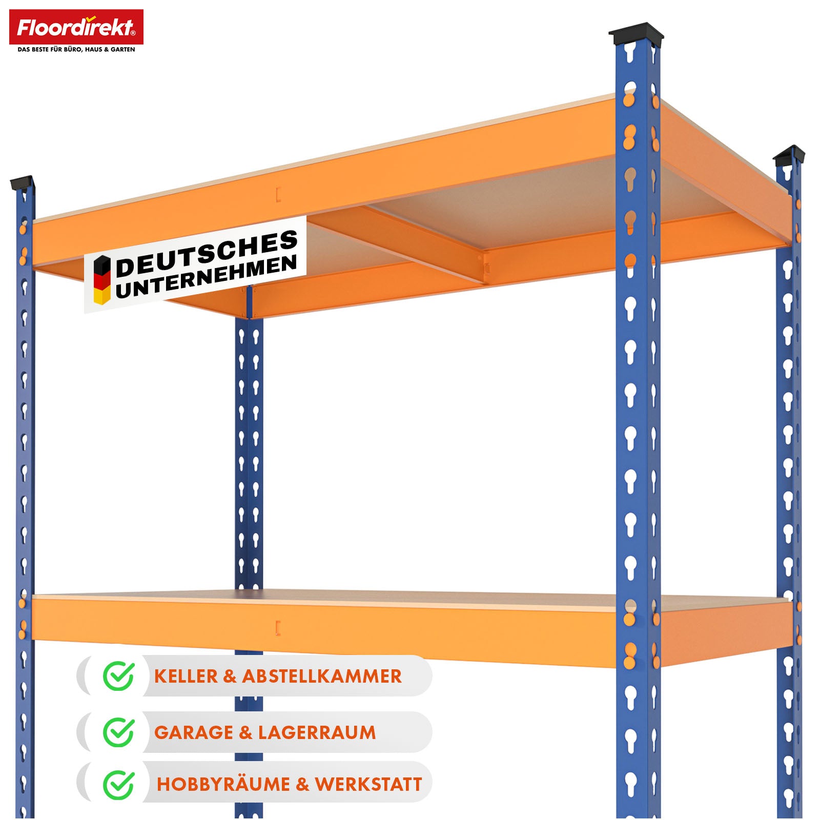 Schwerlastregal | Rhino | Lagerregal mit 5 Böden | 1050 kg Traglast | innovatives Stecksystem | In verschiedenen Farben & Größen