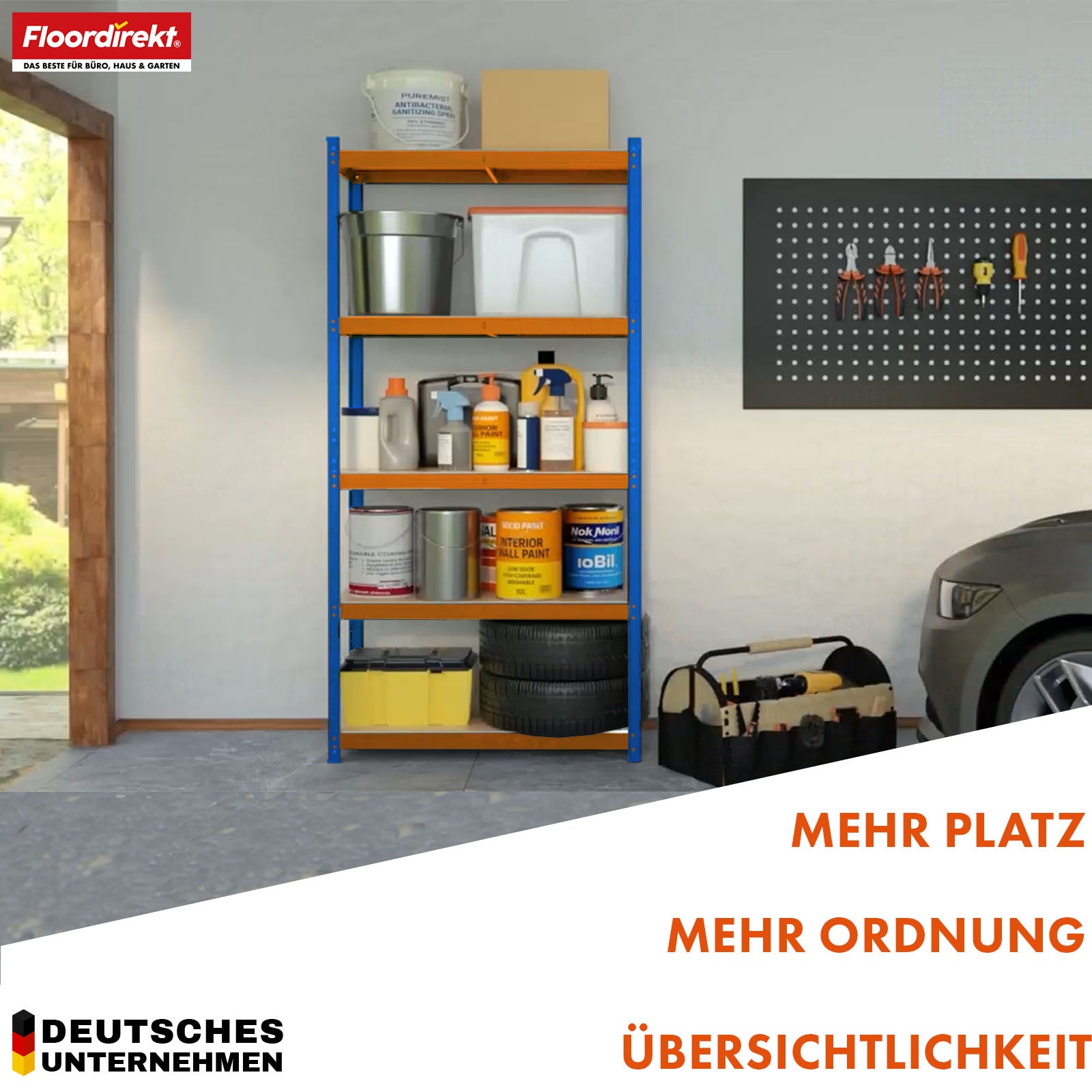 Schwerlastregal | Rhino | Lagerregal mit 5 Böden | 1050 kg Traglast | innovatives Stecksystem | In verschiedenen Farben & Größen