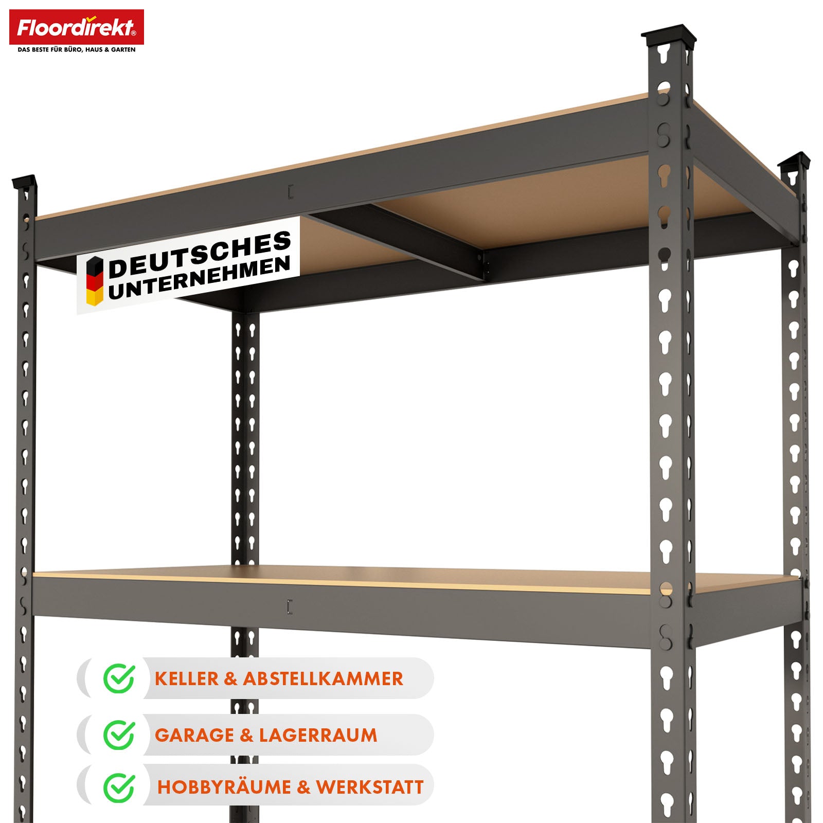 Schwerlastregal | Rhino | Lagerregal mit 5 Böden | 1050 kg Traglast | innovatives Stecksystem | In verschiedenen Farben & Größen