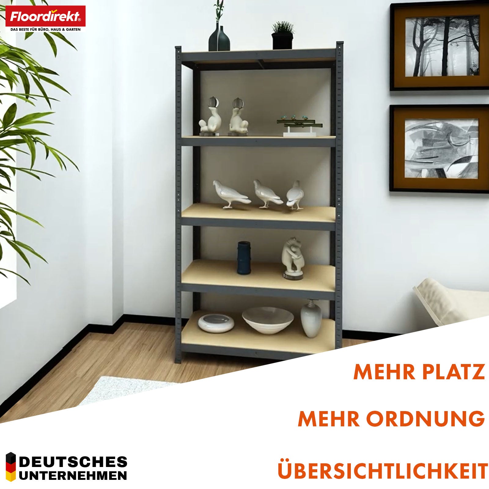 Schwerlastregal | Rhino | Lagerregal mit 5 Böden | 1050 kg Traglast | innovatives Stecksystem | In verschiedenen Farben & Größen