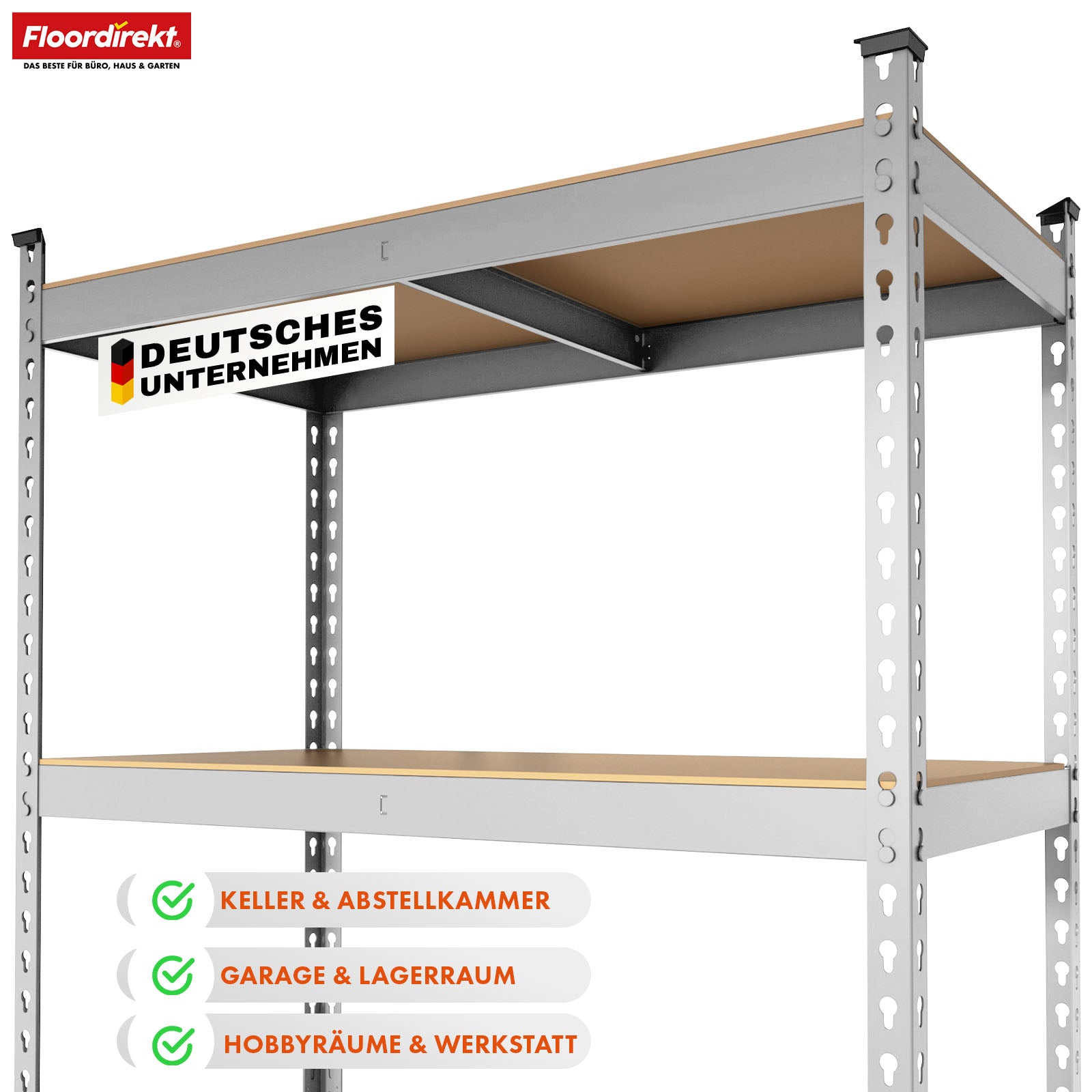 Schwerlastregal | Rhino | Lagerregal mit 5 Böden | 1050 kg Traglast | innovatives Stecksystem | In verschiedenen Farben & Größen