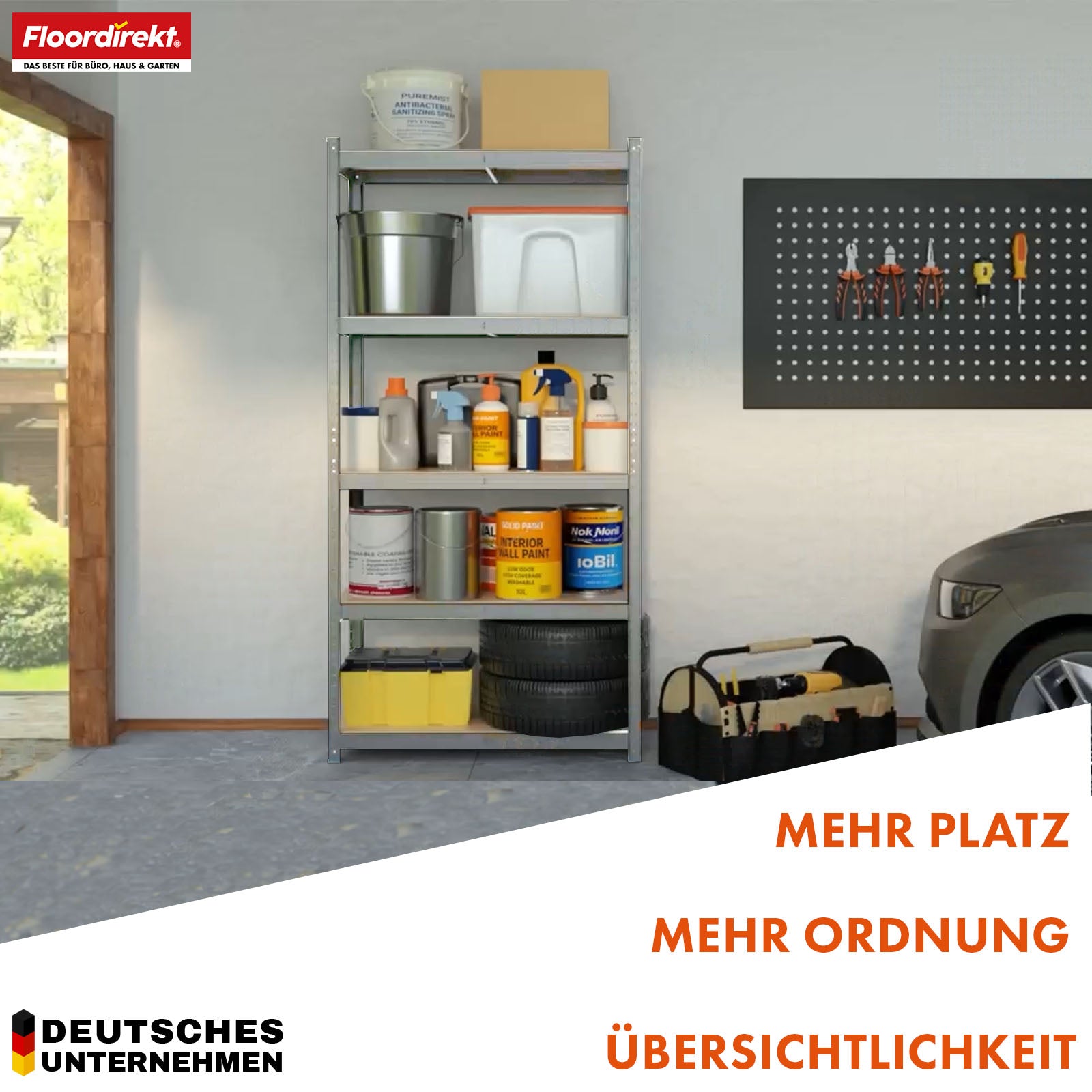 Schwerlastregal | Rhino | Lagerregal mit 5 Böden | 1050 kg Traglast | innovatives Stecksystem | In verschiedenen Farben & Größen