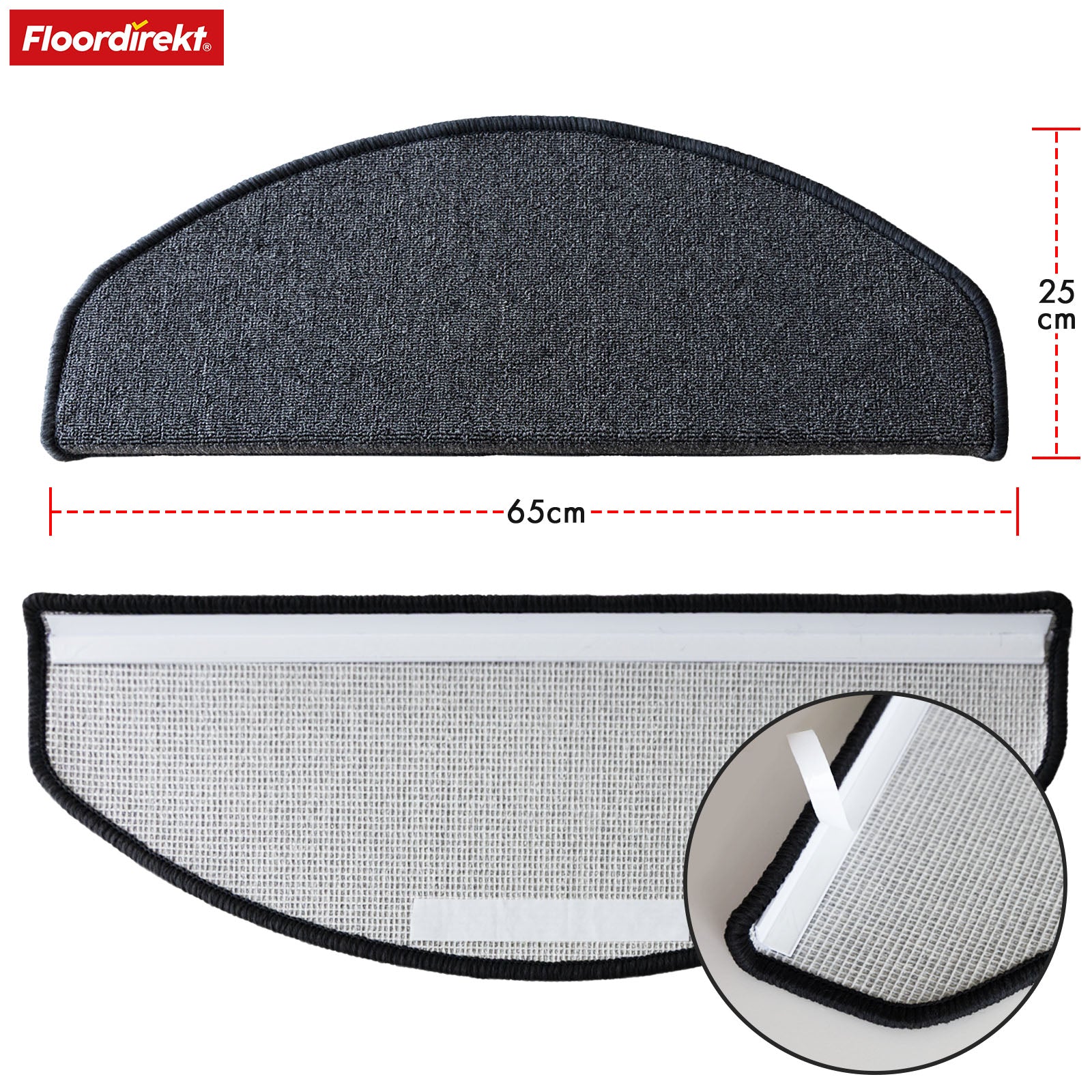 Stufenmatte | London Pro | Im modernen Design | Rutschfest & pflegeleicht | Halbrund