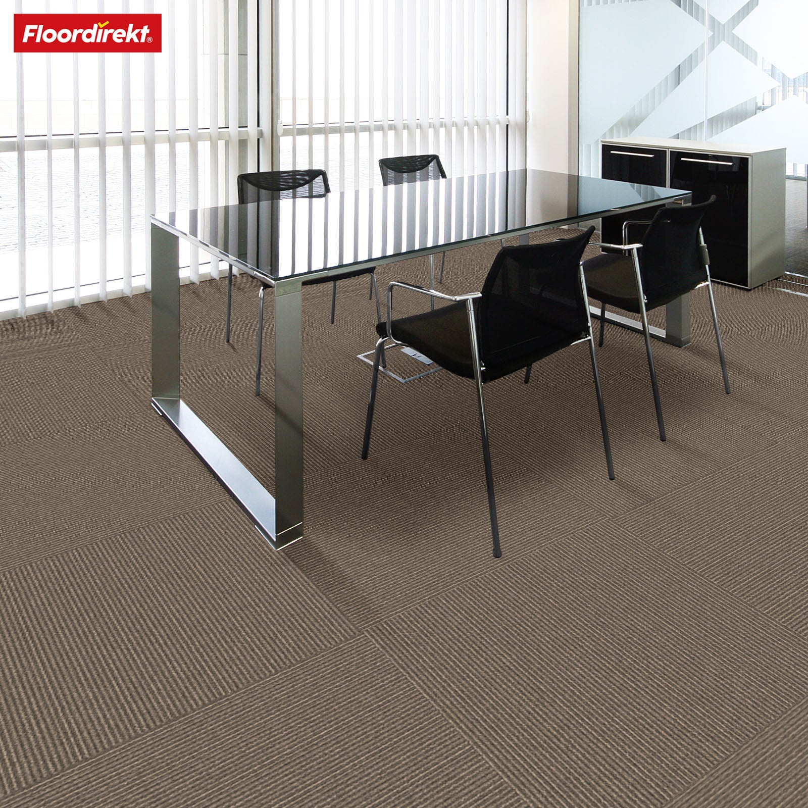 Teppichfliesen | Bern | 50 x 50 cm | Selbstliegend mit Streifendesign | In Anthrazit, Grau & Beige für Gewerbe und Privathaushalte