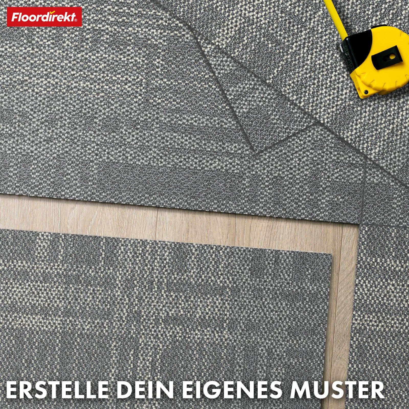 Teppichfliesen | Luzern | 50 x 50 cm | Komfortabel, schalldämmend & für Fußbodenheizung geeignet | In 4 Farben erhältlich