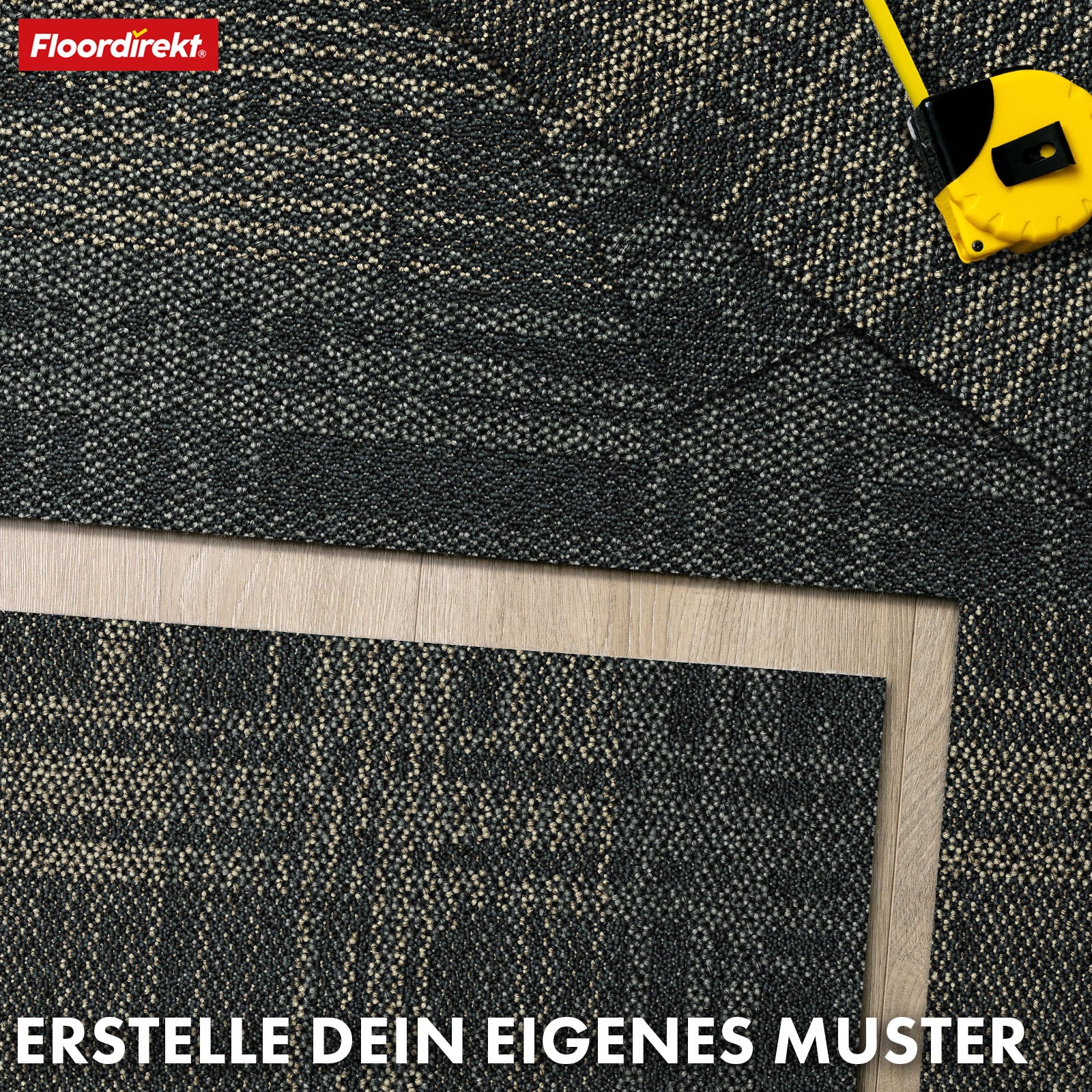 Teppichfliesen | Luzern | 50 x 50 cm | Komfortabel, schalldämmend & für Fußbodenheizung geeignet | In 4 Farben erhältlich