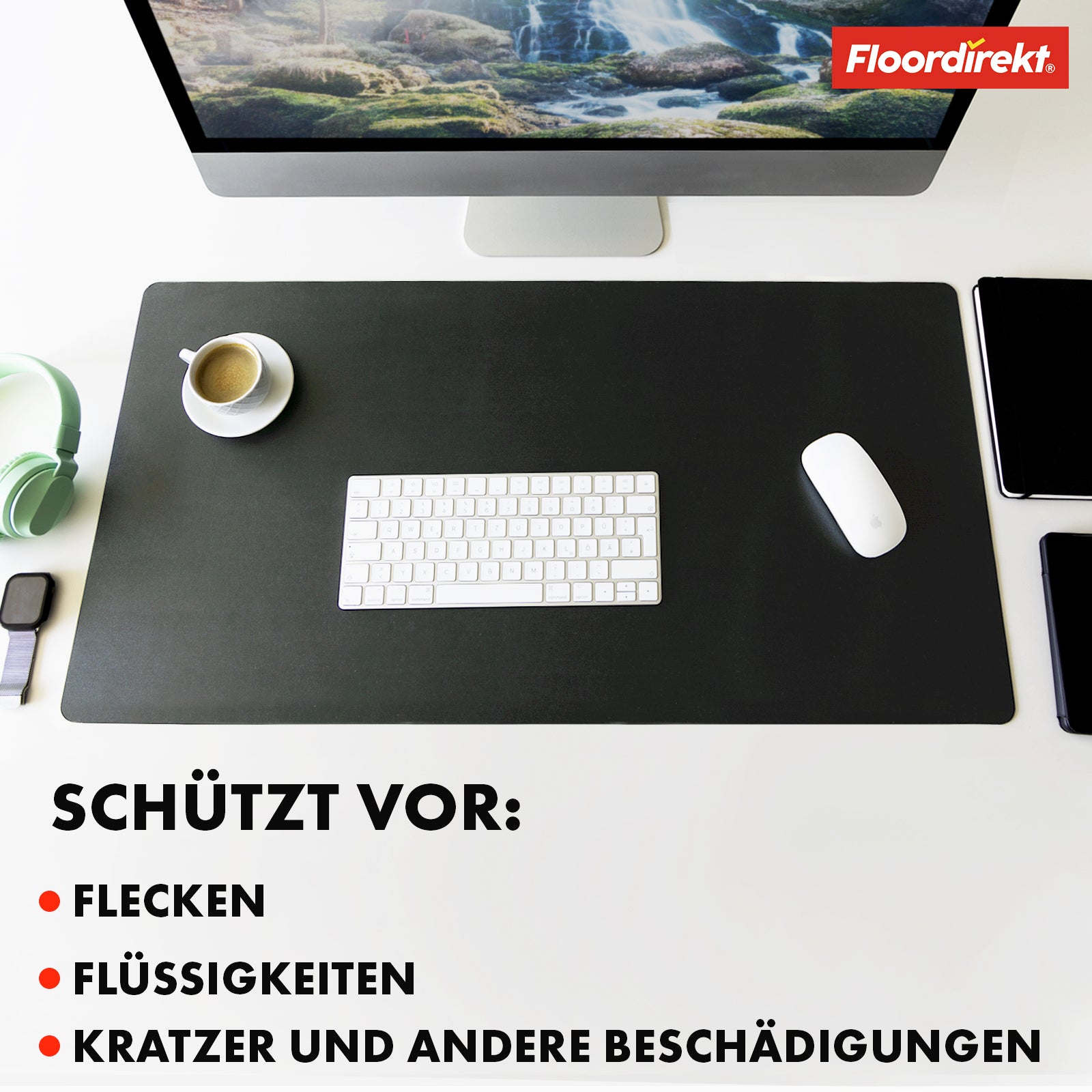 Schreibtischunterlage | Nero | Pflegeleichtes, weiches Kunstleder | Verfügbar in zahlreichen Farben und Größen