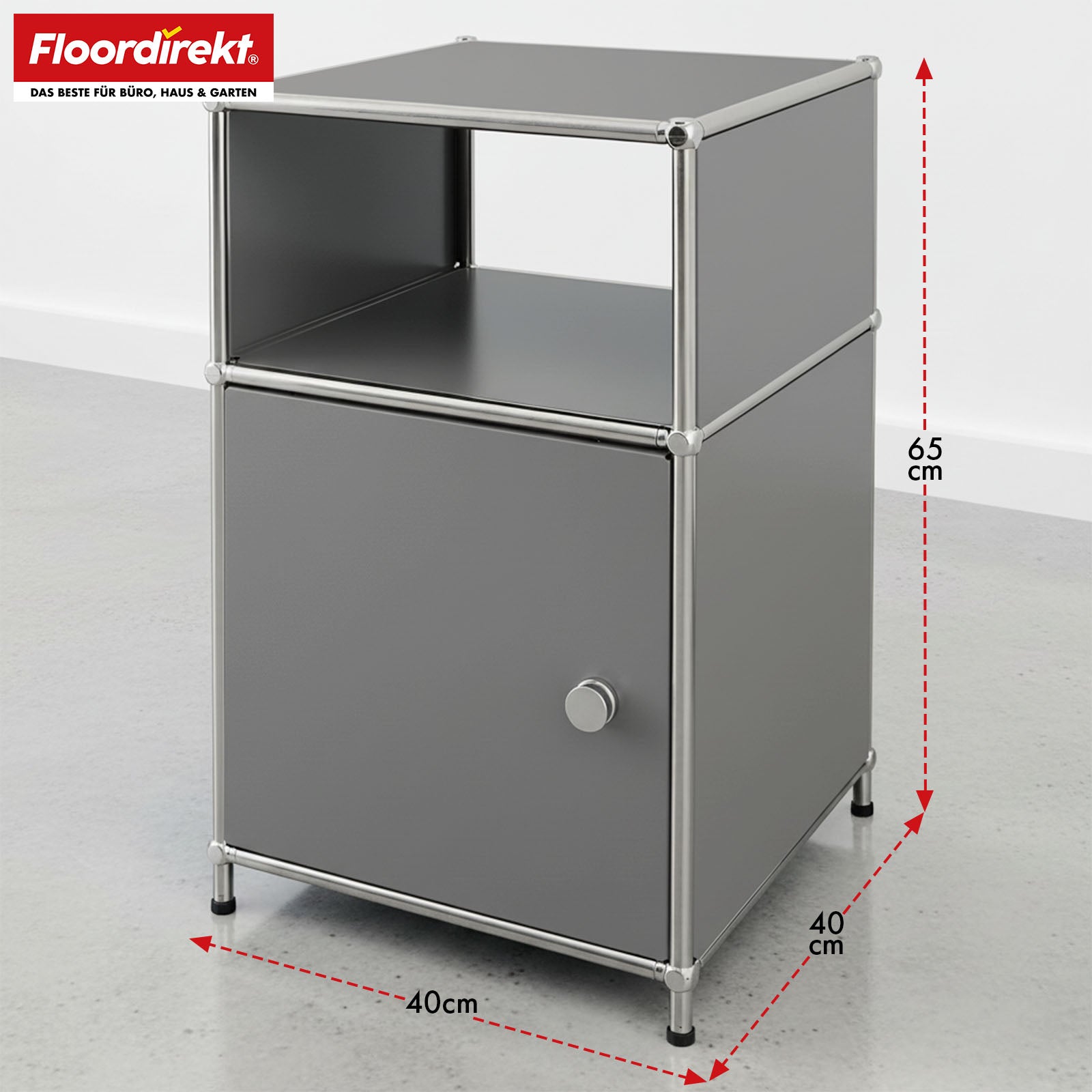 Metallregal | Concept Epure MK-040 | 3-stöckiges Aufbewahrungsregal mit Tür & & Ablageflächen | In mehreren Farben erhältlich