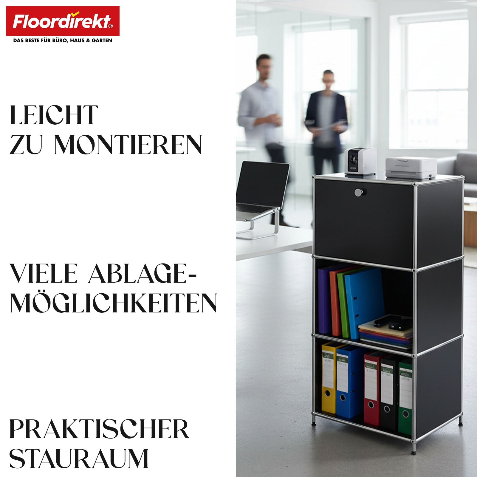 Metallregal | Concept Epure MK-107 | 4-stöckiges Aufbewahrungsregal mit verschließbarem Fach & Ablagen | In verschiedenen Farben