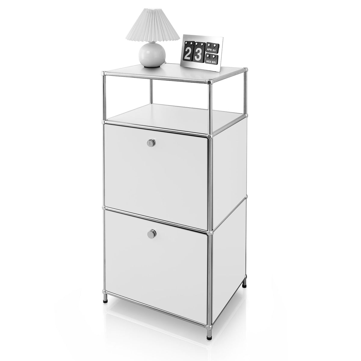 Metallregal | Concept Epure MK-120 | Aufbewahrungsregal mit verschließbaren Fächern, offenem Fach & Ablage | In mehreren Farben erhältlich