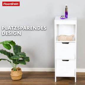 Badezimmerschrank | Ilinois | Schrank in Weiß mit drei Stauraumfächern | Praktische Aufbewahrung in elegantem Design