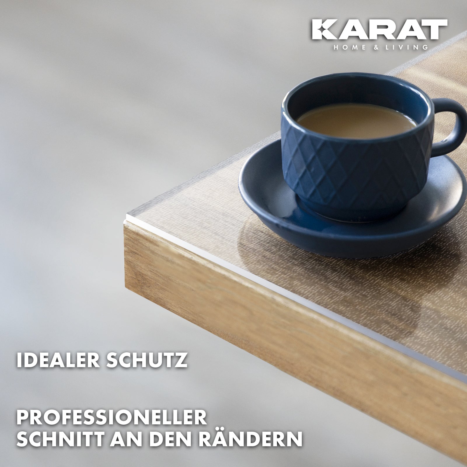 Tischfolie transparent mattiert mit geradem Schnitt | Imperial | Rutschfeste, wasserdichte Schutzfolie für Tische | Individueller Zuschnitt nach Maß