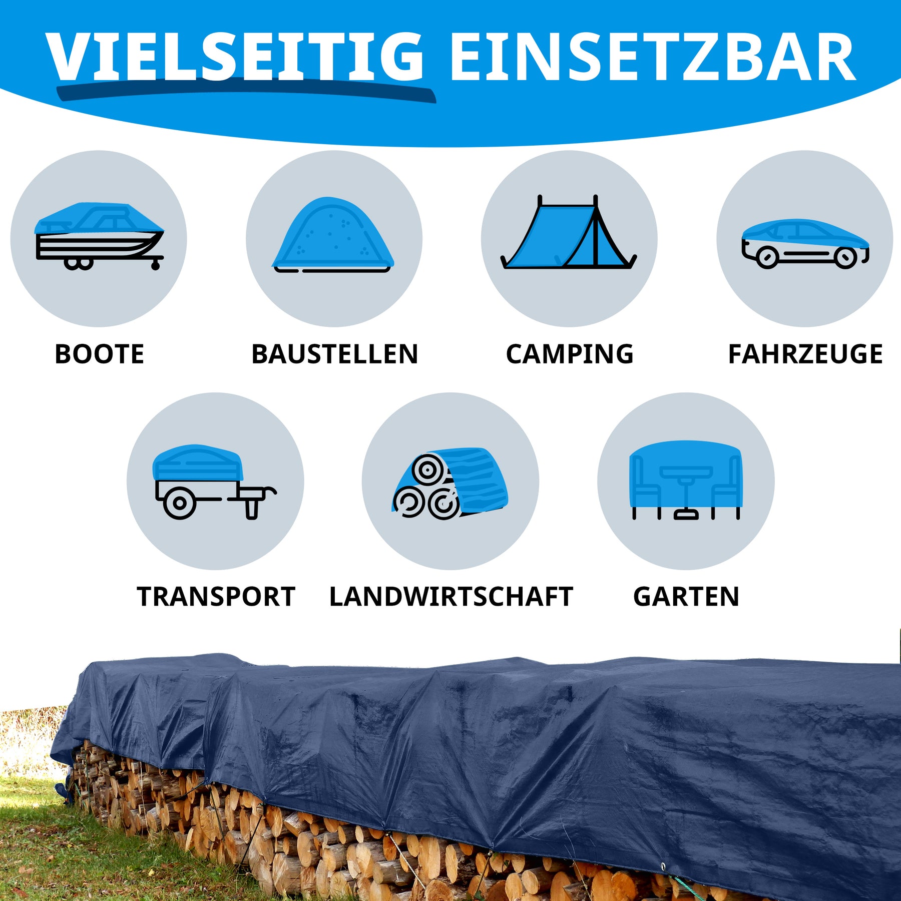 Abdeckplane | Extrem reißfest | Zuverlässiger Schutz für vielseitige Einsätze | 180 g/m²