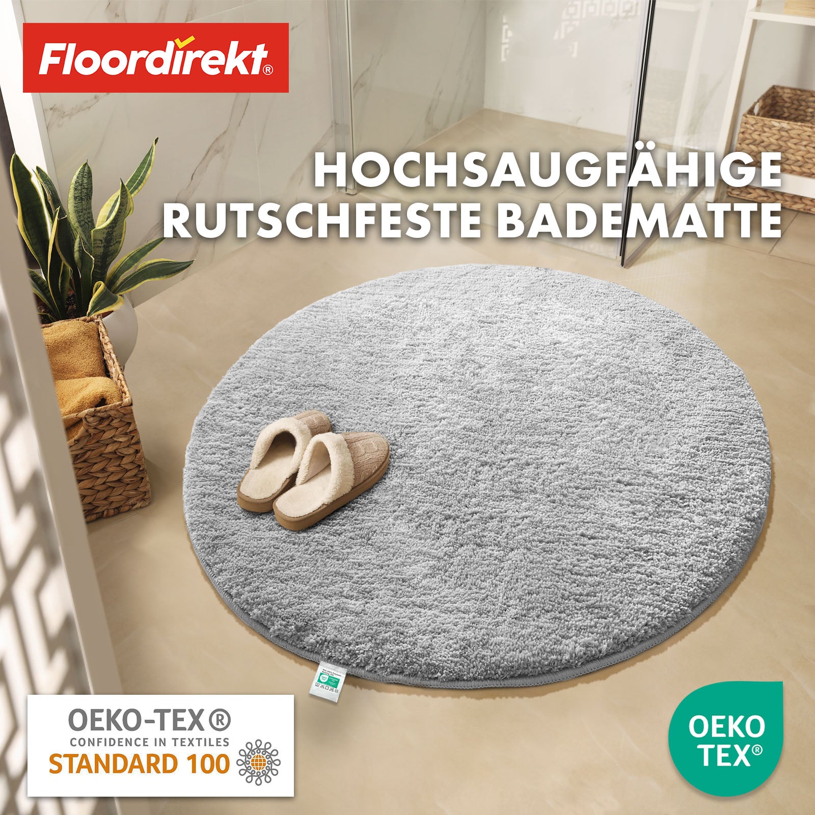 Badematte | Sky | Badteppich in Rund | Dichtes, flauschiges Wohlgefühl für Ihr Zuhause