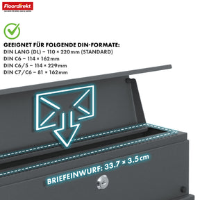 Briefkasten | Armand | Wetterfester Stahlbriefkasten mit C4-Einwurf und integriertem Zeitungsfach
