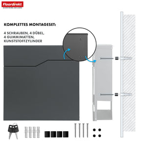 Briefkasten | Jean | Stabiler Stahlbriefkasten mit Zeitungsfach und großer Einwurfklappe