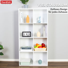 Bücherregal | Arkansas | Weißes MDF-Standregal mit 5–9 Fächern für Bücher und Wohnaccessoires