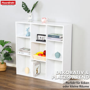 Bücherregal | Arkansas | Weißes MDF-Standregal mit 5–9 Fächern für Bücher und Wohnaccessoires