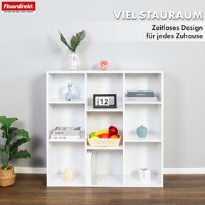 Bücherregal | Arkansas | Weißes MDF-Standregal mit 5–9 Fächern für Bücher und Wohnaccessoires